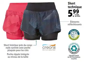 Lidl Creora Short technique offre