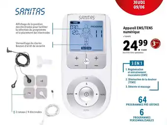 Lidl Sanitas Appareil EMS/TENS numérique offre