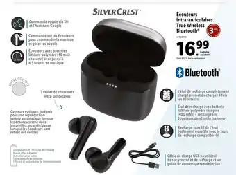 Lidl Silver crest écouteurs intra-auricularies true wireless bluetooth offre