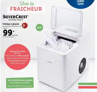 Lidl Silver Crest Fabrique à glaçons offre