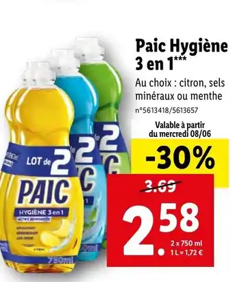 Lidl Paic Hygiène 3 en 1 offre