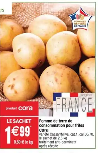 Cora x Carrefour Pomme de terre de consammation pour frites Cora offre