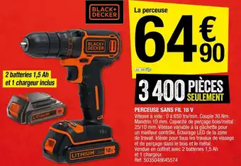 Brico Dépôt Perceuse Sans Fil 18V offre