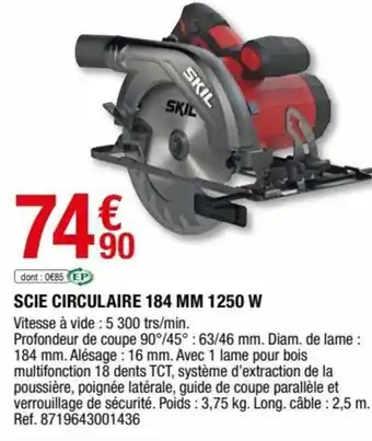 Brico Dépôt Skil Scie Circulaire 184MM 1250W offre