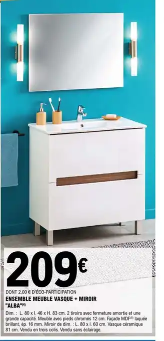E.Leclerc Brico Ensemble Meuble Vasque + Miroir Alba offre