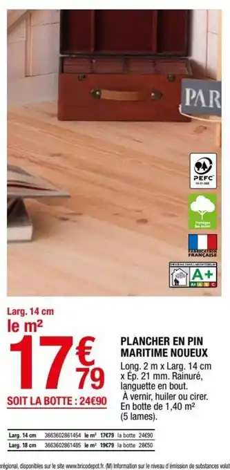 Brico Dépôt Plancher En Pin Maritime Noueux offre
