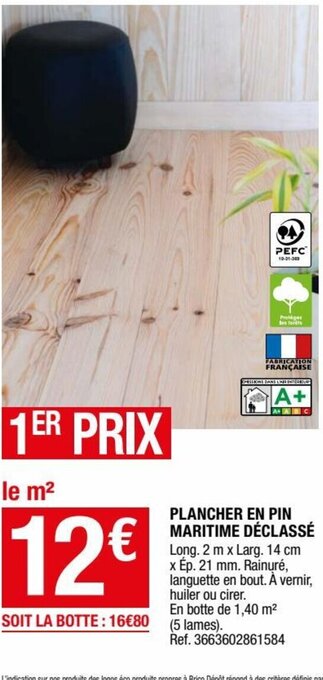 Plancher en Pin Maritime Déclassé