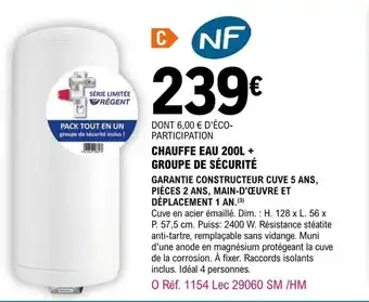 E.Leclerc Brico Chauffe Eau 200L Groupe de Sécurité offre