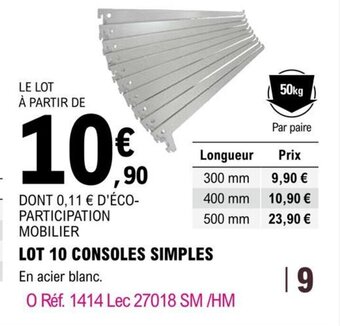 E.Leclerc Brico Lot 10 Consoles Simples offre