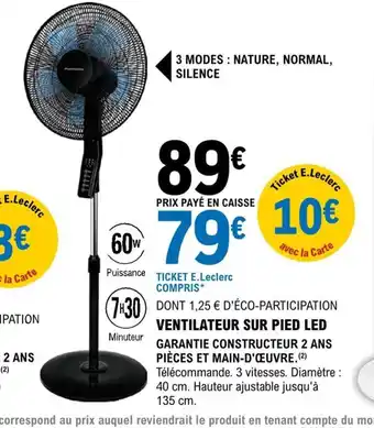 E.Leclerc Brico Ventilateur Sur Pied Led offre