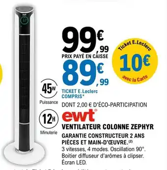 E.Leclerc Brico Ewt Ventilateur Colonne Zephyr offre