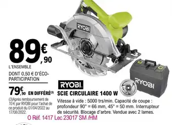 E.Leclerc Brico Ryobi Scie Circulaire 1400w offre
