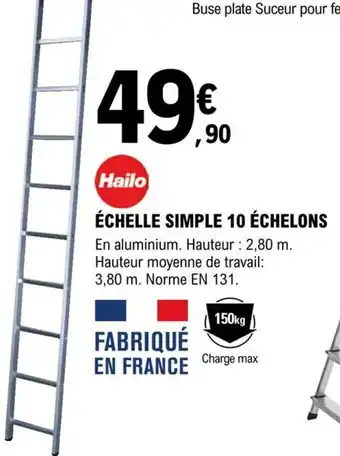 E.Leclerc Brico Hailo Échelle simple 10 Échelons offre