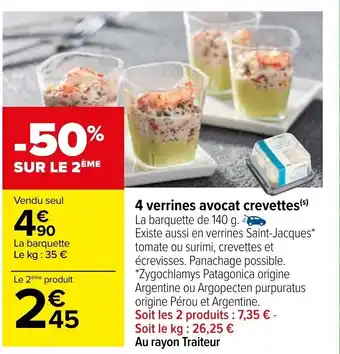 Carrefour 4 Verrines Avocat Crevettes offre