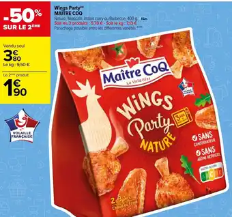 Carrefour Maitre Coq Wings Party offre