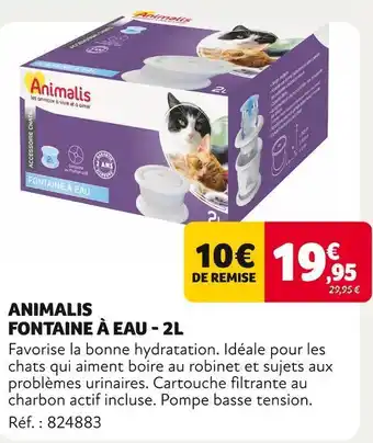 Animalis Animalis fontaine à eau - 2l offre