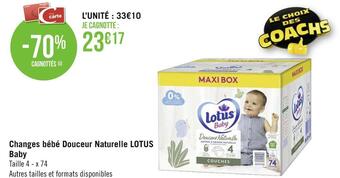 Géant Casino Lotus baby changes bébé douceur naturelle offre