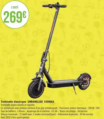 Géant Casino Trottinette électrique urbanglide 100max offre