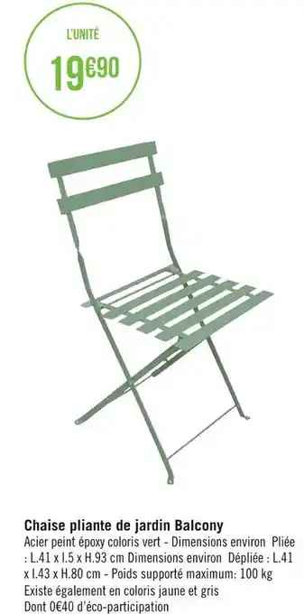 Chaise pliante de jardin balcony