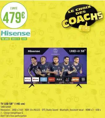 Géant Casino Hisense tv led 58’’ (146 cm) offre