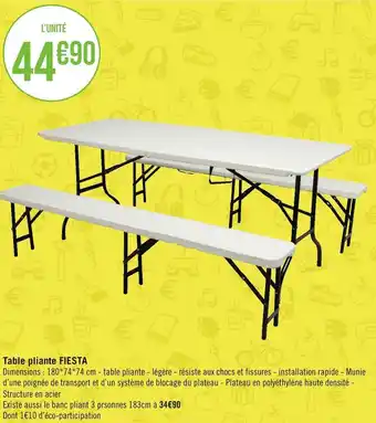 Géant Casino Table pliante fiesta offre