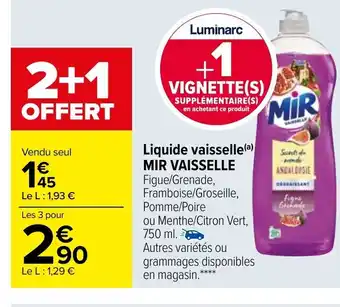 Carrefour MIR Vaisselle Liquide vaisselle offre