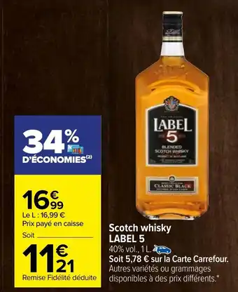 Carrefour Label 5 Scotch Whisky offre