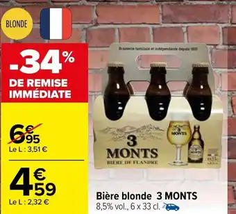 Carrefour 3 Monts Bière blonde offre