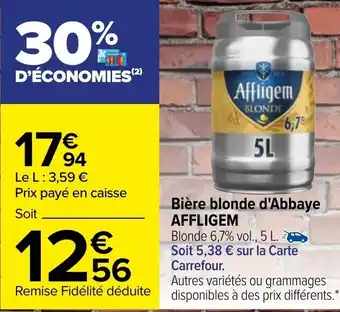 Carrefour Affligem Bière blonde d'Abbaye offre
