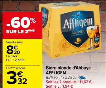 Carrefour Affligem Bière blonde d'Abbaye offre