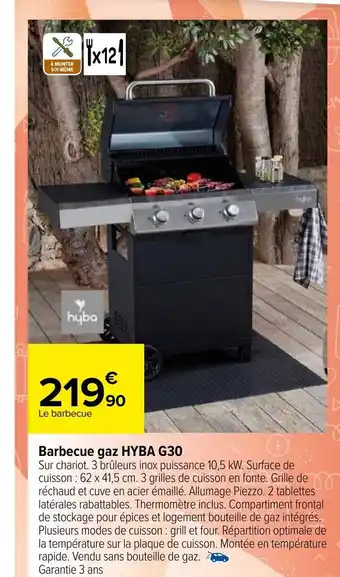 Carrefour Barbecue gaz Hyba G30 offre