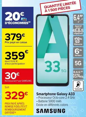 Carrefour Samsung Smartphone Galaxy A33 offre