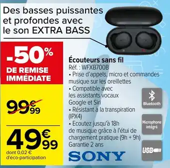 Carrefour Sony Écouteurs sans fil offre