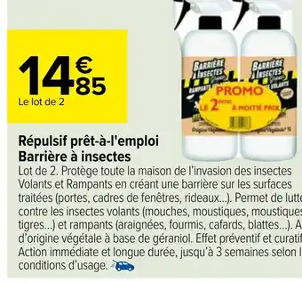 Carrefour Barrière à insectes Répulsif Prêt-à-l'emploi offre