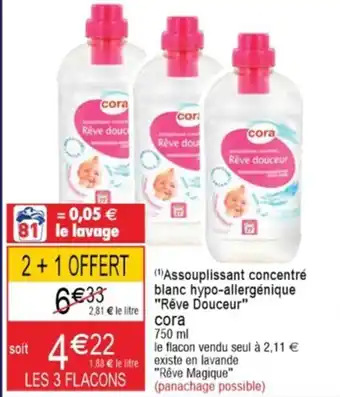 Cora x Carrefour Assouplissant concentre blanc hypo-allergénique offre