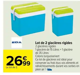 Carrefour Lot de 2 glacières rigides offre