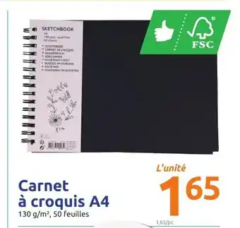 Action Carnet à croquis A4 offre