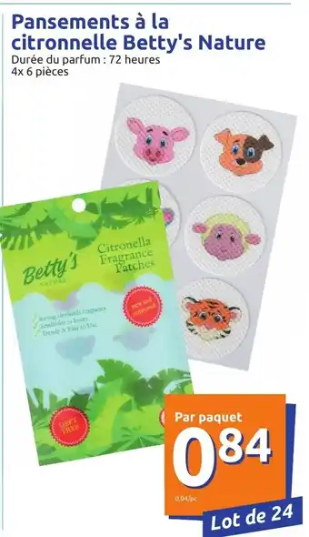 Action Pansements à la citronnelle Betty's Nature offre