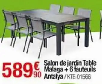 Oogarden Salon de jardin Table Malaga+ 6 fauteuils Antalya offre