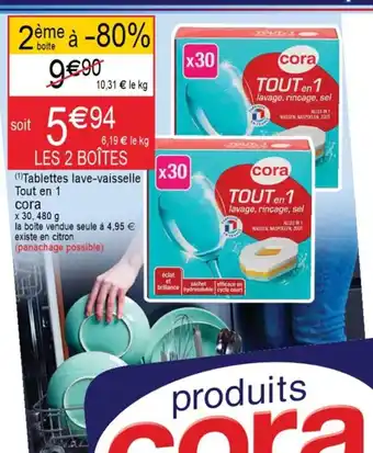 Cora x Carrefour Tablettes lave-vaisselle Tout en 1 offre