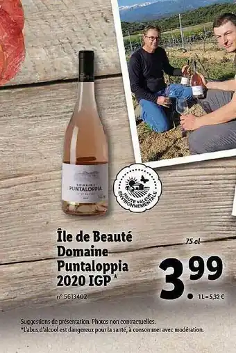 Lidl Ile De Beaute Domaine Puntaloppia 2020 Igp offre