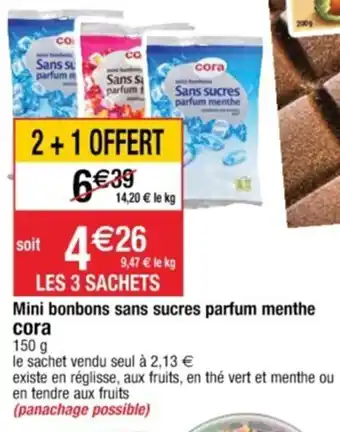 Mini bonbons sans sucres parfum menthe Cora