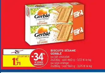 Intermarché Gerble Biscuits Sésame offre