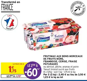 Intermarché Pàtugares Frutimax aux bons morceaux de fruits mûre, framboise, cerise , fraise offre