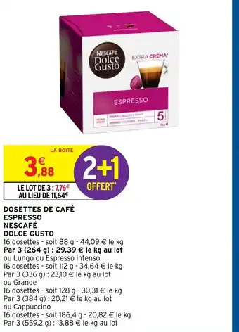 Intermarché Nescafé Dolce Gusto Dosettes de Café Espresso offre