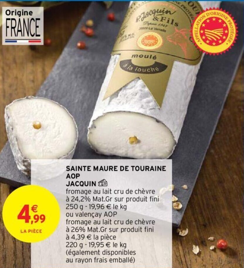 Promo Sainte Maure De Touraine AOP Jacquin chez Intermarché Hyper