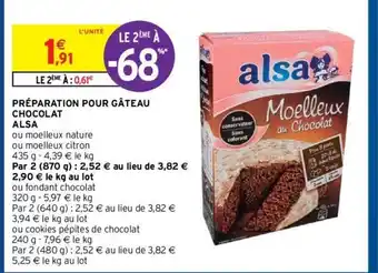 Intermarché Hyper Alsa Préparation Pour Gâteau Chocolat offre