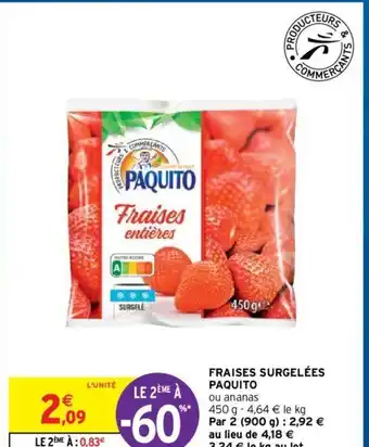 Intermarché Hyper Paquito Fraises Surgelées offre
