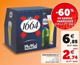 U Express 1664 biere blonde 5,5° offre