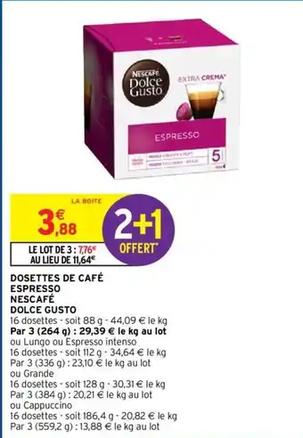 Intermarché Hyper Nescafé Dolce Gusto Dosettes de Café Espresso offre